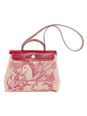 Hermes Herbag Zip 31 Pegasus Pop Silver Handbag Toile